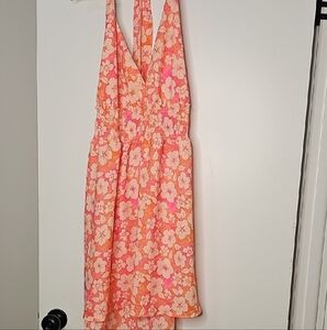 Floral Backless Dress in Pink and Orange